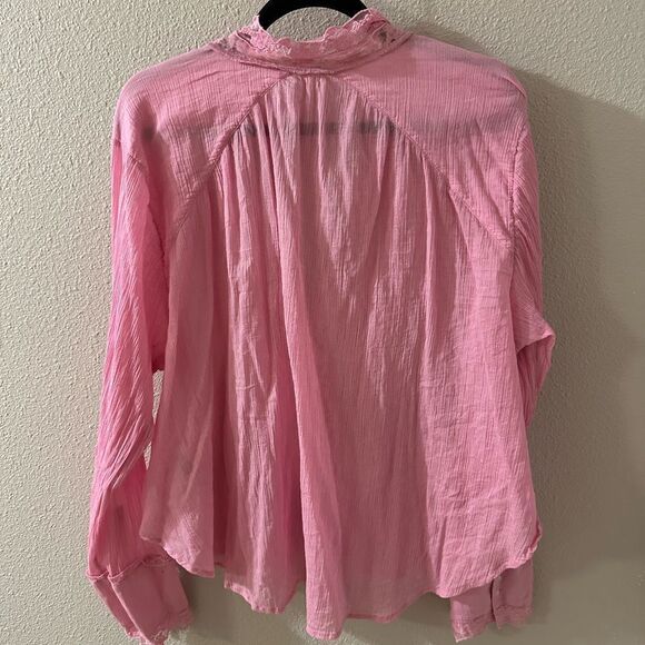 Free People | Clemence Lace Button Front Shirt Blouse | Peasant/Cottage Style XL - Picture 14 of 14